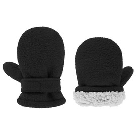 Winter Gloves Toddler Boys Girls Ski Snow Mittens, for Babies 1-6 Years Fleeced Lined Warm Gloves, Black M