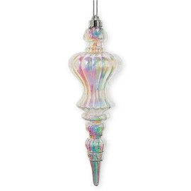 The Bridge Collection Set of 2 Opalescent Finial Ornaments - 12" Colorful Plastic Irisdescent Christmas Decorations - Large & Elegant Christmas Tree Ornaments