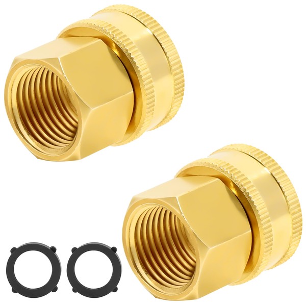 TAROSE 2 Pack Brass Garden Hose Adapter, Female to Female