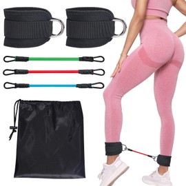 Agorizeo Ankle Resistance Bands with Cuffs for Working Out Exercise Bands for Leg, Hip, Booty Training Ankle Straps with Exercise Bands for Butt Lift Women Men Great for Home Workouts and Fitness