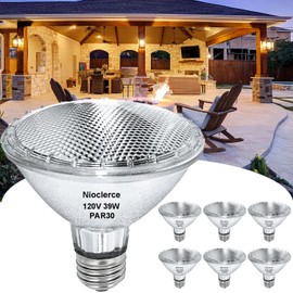 Nioclerce PAR30 Halogen Short Neck 39W 120V 400LM, 6 Pack High Output Halogen PAR30 Dimmable 2800K Warm White, E26 Long Lifespan Short Neck Flood Light Bulb for Recessed, Tracking Lighting