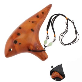 12 Hole Tone C Ceramic Ocarina, Alto Ocarina Classic Straw Fire Masterpiece Collectible, Ocarinas Instrument with Song Book Neck Cord Carry Bag, Ceramic Zelda ocarina for Student/Adults/Beginners