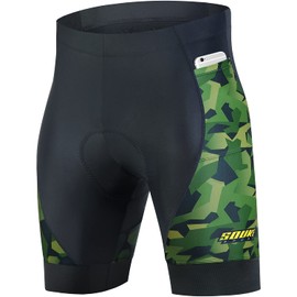Souke Sports Padded Bike Shorts for Men Cycling Bicycle Shorts Comfortable Road Biking Pants Blackgreen