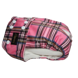 Glenndarcy Female Dog Nappy - Urine Incontinence - Poppers (Pink Tartan, Medium Long Pants only)