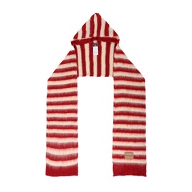 Kane Pioneer Hood Scarf Red & Cream Stripe