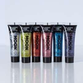Moon Glitter - Gel with classic fine glitter - 12 ml - set of 6 colours - glitter face paint