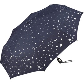 Pierre Gardin Easymatic Light Etoile Metallique Pocket Umbrella, Silver Allover