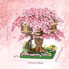 Juguetes de construcción de jardín de flores, 48 piezas, mini juego de construcción de flores de árbol de flores, colección botánica de cerezo, juego de juguetes de construcción, regalos para niñas