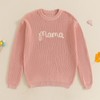 Mommy and Me Family Matching Sweaters Letter Embroidery Long Sleeve