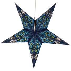 GURU SHOP Foldable Advent Luminous Paper Star, Christmas Star 60 cm - Sunda Blue, Paper Stars 60 cm