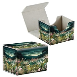 BFDHGQZC Card Deck Box for Trading Cards Commander Deck Box Card Storage Box with Strong Magnet Magic Premium Gathering Deck Box Cover for TCG CCG Magic Cards,Wildflower Field