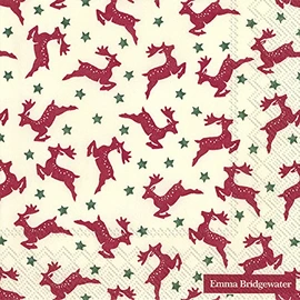 Emma Bridgewater 20 Papierservietten Rentier Weihnachten 33 cm quadratisch