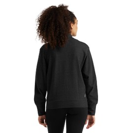 Icebreaker Merino Wool Women's Mid Layer - Central Long Sleeve Top with Zip | Sportswear | Sweat Jacket Black | Ski Jumper Long Sleeve | Ski Jumper, black