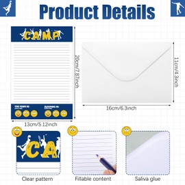 Janlaugh 80 Pcs Camp Stationery Set (40 Fill in the Papers and 40 Matching Envelopes) Camp Stationery Papers and Envelopes for Letter Writing Boys Girls Campers(Fresh)