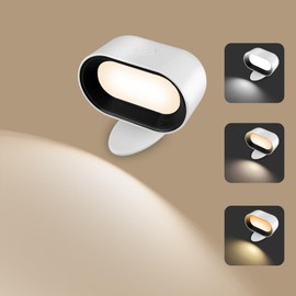 Amouhom LED Wall Sconce with Remote Touch Control Wall Mounted Night Light 5 Brightness Levels &7 Colors with 2500 mAh Battery 360° Rotating Bedside Lamp for Bedroom Living Room (B02-white)