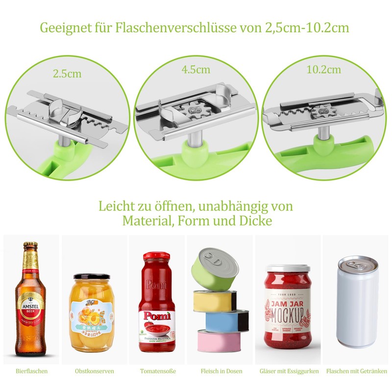 2 Stück Dosenöffner Set Effortless Arthritis Jar Opener Glasöffner Schraubdeckelöffner