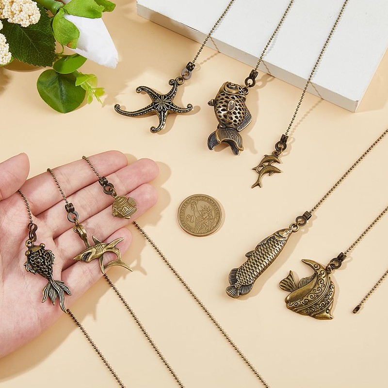 DICOSMETIC 8Pcs Ceiling Fan Pull Chains Alloy Ocean Theme Pull
