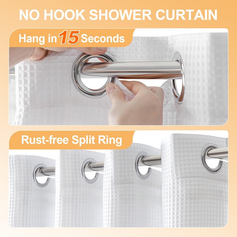 River Dream Extra Long Cotton Blend Shower Curtain with Snap