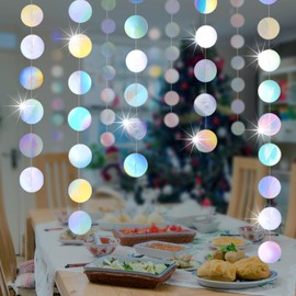 Pack of 5 4 m Round Garland, Paper Garland, Glitter Round Circle Banner, Round Paper Garland, Colourful, Hanging Party Decorations for Birthday, Baby Shower, Christmas, Wedding, Decoration Carnival
