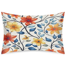 Satin Pillowcase Geometric Colorful Flowers Satin Pillow case for Hair and Skin 20 x 30 Inches Smooth Pillow Covers Pillow Cover with Envelope Closure
