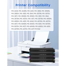 Zeejet MX61NT MX-61NT Toner Cartridges 4-Pack Replacement for Sharp MX-61NT-BA MX-61NT-CA MX-61NT-MA MX-61NT-YA for MX3071 MX3070N MX3051 MX3050 MX2651 MX3570N MX2630 MX3550N MX3050 Printer Ink