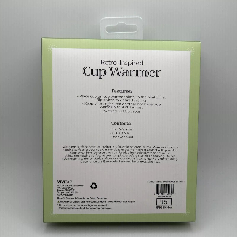 Vivitar Cup Warmer Retro Inspired Gadget USB Cable Hot Drink