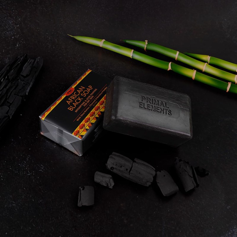 Primal Elements African Black Soap with Shea Butter and Charcoal