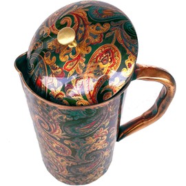 Rastogi Handicrafts Pure Copper Jug Screen Printed pitcher (1 Pitcher)