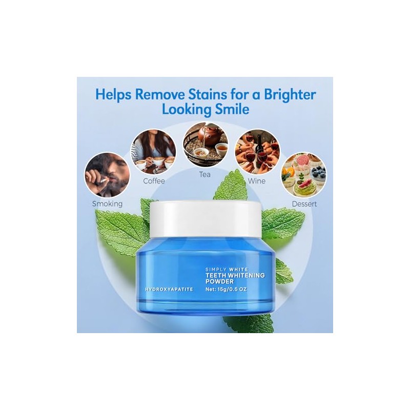 Enamel-Safe Teeth Whitening Powder - Hydroxyapatite - Gentle on Teeth