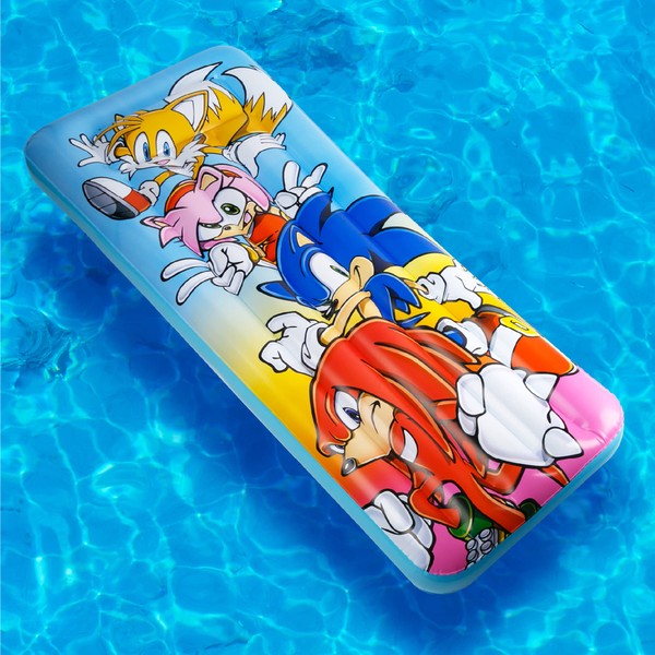 Sonic The Hedgehog Pool Float- Inflatable - Officially Licensed 67-Inches - Unique Float for Sonic Fans - Fun Summer Pool Toy with Sonic, Tails, Knuckles, Amy - Video Game-Inspired Design