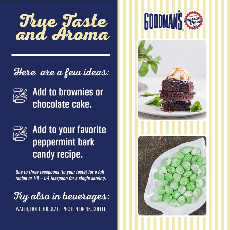 Goodman's Pure Peppermint Extract - Gluten-Free, Non-GMO, Kosher, Low Carb