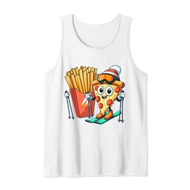 Kid's Ski Lesson Pizza French Fry Skiing Tank Top