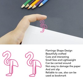 Restokki Pack of 100 Non-Slip Paper Clips, Cute Paper Clips in Flamingo Shape, Pink Paper Clips with Flamingo Design, Ideal for Paper Documents