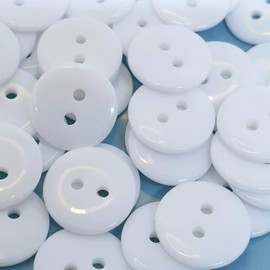 MajorCrafts® 48pcs 20mm 2 Holes Round Resin Sewing Buttons Needlework Arts and Crafts (White)