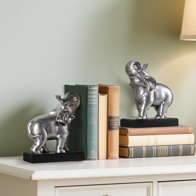 MXARLTR Elephant Book Ends Decorative, Bookends for Shelves, Book Ends
