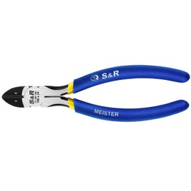 S&R Side Cutters 180 x 24 mm, 55 High Carbon Steel, Phosphated Cutting Jaws, with Integrated Pliers, Double-Coated Handles