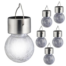 Cepewa Solar Lights Crackle 6 x 11 cm Set of 6 Clear