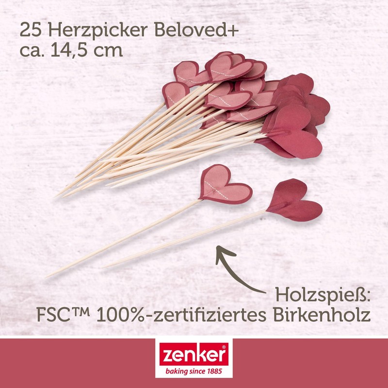 Zenker Heart Picks 25 Pieces Made of FSC™ Certified Birch