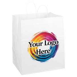 Flexicore Packaging White Kraft Custom Printed Paper Bags (14"x10"x15.5")(10-1000 Qty)