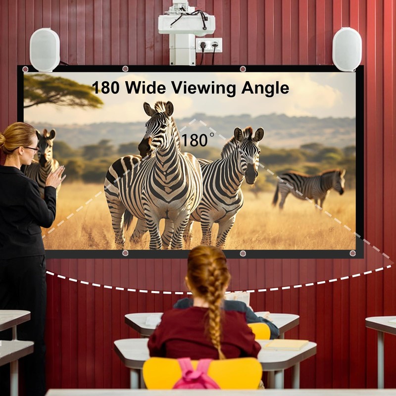 JASFLY Screen Projector 120 Inch 16:9 HD High Resolution Projector