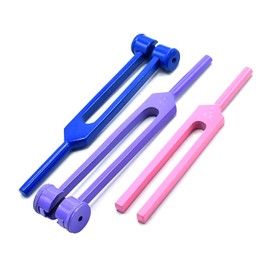 Precise Canada: Limited Edition Colorful Rainbow Set of 3 Pcs Aluminum Sensory Tuning Forks C 128 256 512 Purple, Pink and Blue Set