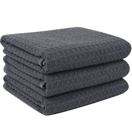 VIVOTE-Microfibre Tea Towels for Kitchen, Waffle No Fluff Lint Residue Reusable Kitchen Dish Towels, Soft Super Water Absorbent Dry Cloths, Dry Quickly Tea Clothes Grey 40x56cm 380gsm