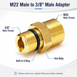 TUAIC 7106686 Water Outlet Fitting Replacement for Simpson Pressure Washer Pumps, M22 Male to 3/8" Male Adapter, 2 Pack