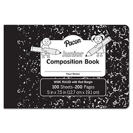 Pacon Junior Composition Book, 3/8" Ruled 5" x 7-1/2", 100 White Sheets , 6 Count