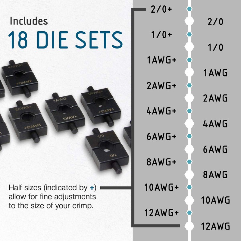 TEMCo TH0416 18-Pair Die Set for the TH0006 Hydraulic Cable