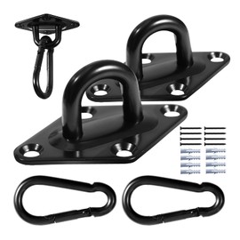 Aheucndg 1100 lb Capacity Hammock Hanging kit, 2 Pack Premium Heavy Duty Pad Eye Hooks + 2 Pack Snap Hooks and 8 Pack Heavy Duty Screws for Outdoor Indoor Activity.