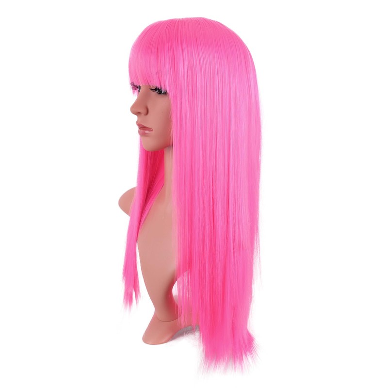 MapofBeauty 60 cm Long Straight Flat Pony Party Cosplay Wig,