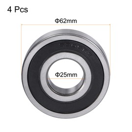 sourcing map 6305-2RS Deep Groove Ball Bearings 25mm Bore 62mm OD 17mm Thick Double Sealed Chrome Steel 4pcs