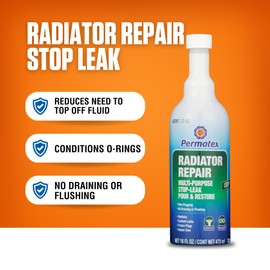 Permatex 30301 Radiator Repair - Stop Leak, 16 fl oz, Protecting Against Coolant Loss, Stopping Leaks and Seepage from Head Gaskets