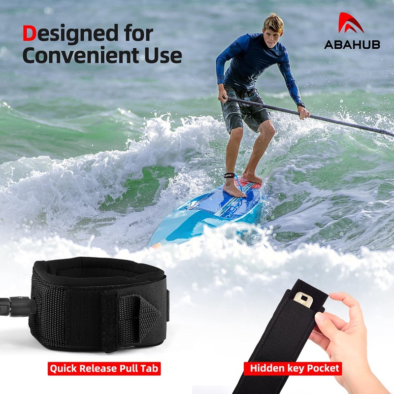 Abahub Premium Coil SUP Leash, 10 ft Coiled Paddle Board